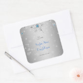 銀の雪片クリスタル銀結婚真珠 スクエアシール (封筒)