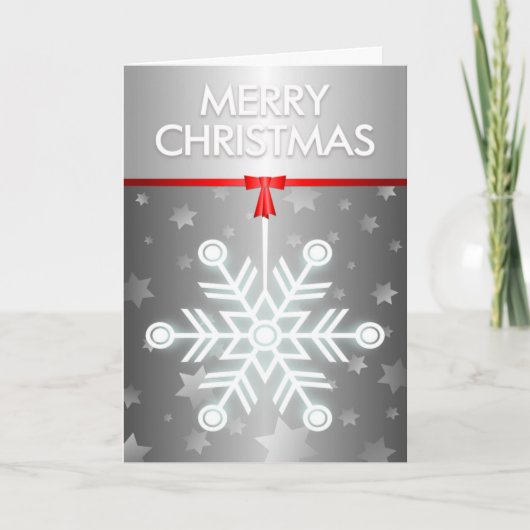 銀の雪片クリスマスカード シーズンカード (正面)