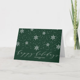 銀の雪片ハッピーホリデークリスマスグリーティング シーズンカード
