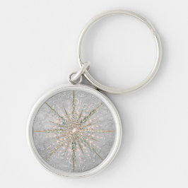 銀の雪片ピンクのエレガントヴィンテージ冬   キーホルダー
