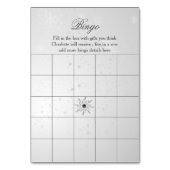 銀の雪片ブライダルシャワービンゴカード テーブルナンバー (裏面)