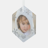 銀の雪片ミニエレガントマリスト写真 ガラスオーナメント (正面左)
