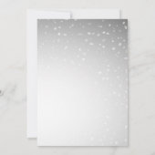 銀の雪片、ボール、雪のクリスマスパーティー 招待状 (裏面)