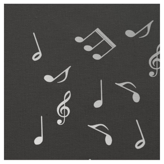 銀の音符 ファブリック (クローズアップ)
