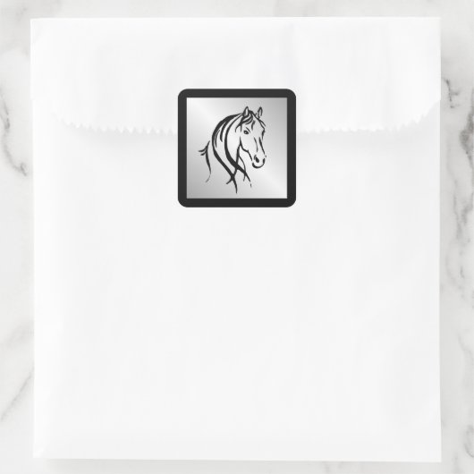 銀の馬の頭 スクエアシール (バッグ)
