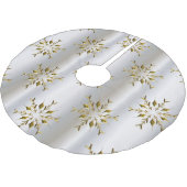 銀の黄金のスノーフレーク・スターズ ブラッシュドポリエステルツリースカート (アングル)