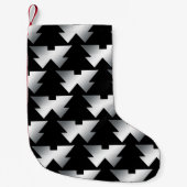 銀の黒いクリスマスツリー スモールクリスマスストッキング (正面)