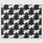 銀の黒いクリスマスツリー ラッピングペーパー (フラット)