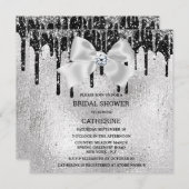 銀の黒いダイヤモンドきらめく灯豪華な輝き 招待状 (正面/裏面)