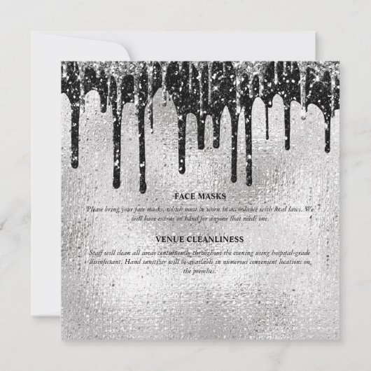 銀の黒いダイヤモンドきらめく灯豪華な輝き 招待状 (裏面)