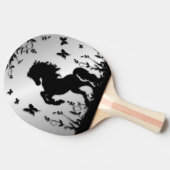 銀の黒い種馬/馬の養育 卓球ラケット (横)