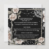 銀の黒のみすぼらしいシックバラパリシックボウ 招待状 (裏面)