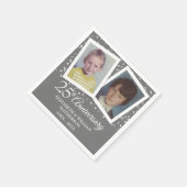 銀の25周年記念の結婚式の子供時代の写真 スタンダードカクテルナプキン (角)