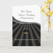 銀の25周年記念 結婚記念日 ハート カード (黄色い花)