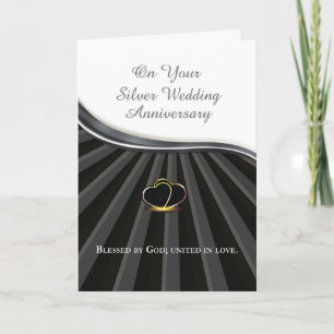 銀の25周年記念 結婚記念日 ハート カード