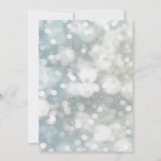 銀の《写真》ぼけ味の雪エレガントの降るクリ企業のスマス 招待状 (裏面)