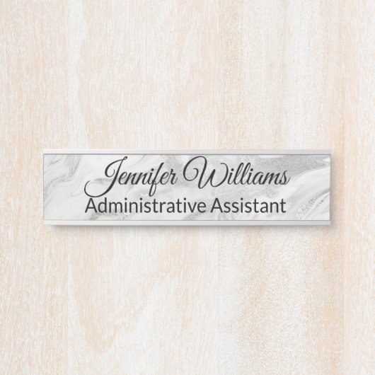 銀の、灰色のおよび白によって大理石模様をつけられるドアの名札 サインプレート (正面)