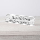 銀の、灰色のおよび白によって大理石模様をつけられる机の名札 デスクネームプレート (正面)