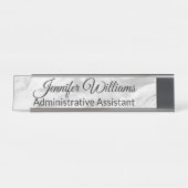 銀の、灰色のおよび白によって大理石模様をつけられる机の名札 デスクネームプレート (正面)