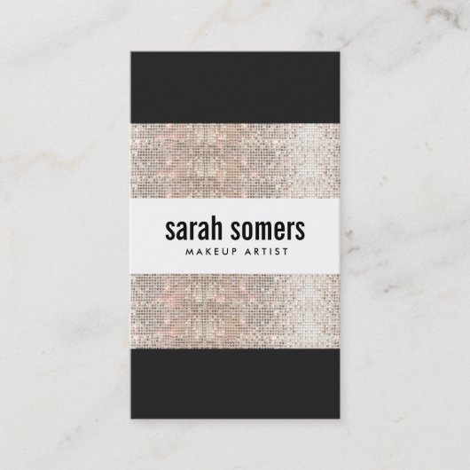 銀はっきりしたモダンセイン美しいサロン 名刺 (正面)