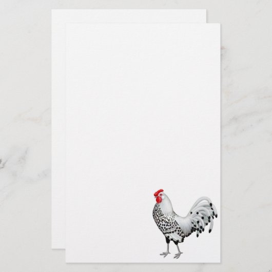 銀はハンブルクオンドリの文房具をちりばめました 便箋 (正面/裏面)