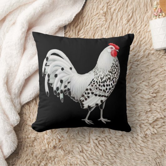 銀はハンブルクオンドリの枕をちりばめました クッション (ブランケット)