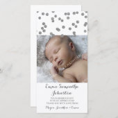 銀はベビーシャワーの写真カード感謝していしています サンキューカード (正面/裏面)