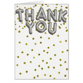 銀は紙吹雪の点のモダンのサンキューカードを風船のようにふくらませます (正面)