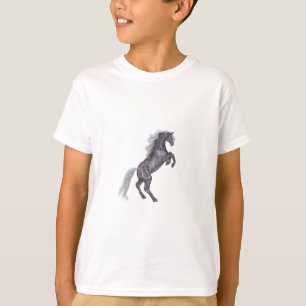銀は馬の養育黒い子馬のウマ科のな灰色をまだらにします Tシャツ