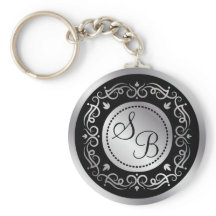 銀は黒の上で渦巻結婚くモノグラムの