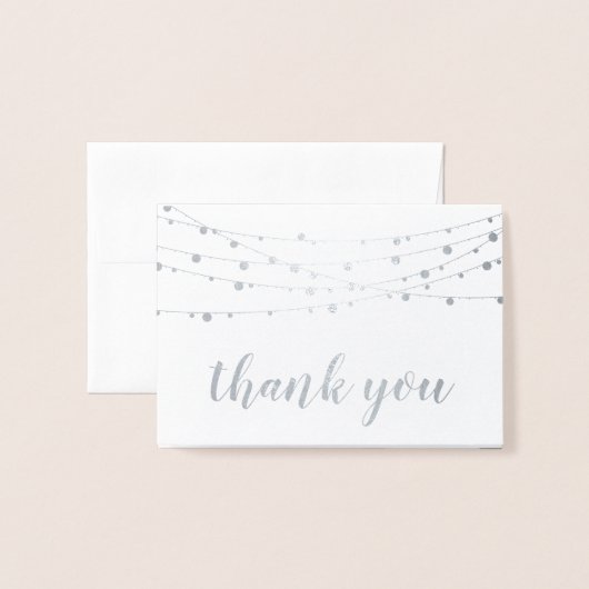 銀ぱくのひもライト写真は感謝していしています 箔カード (封筒付き正面)
