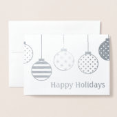 銀ぱくのクリスマスオーナメントの幸せな休日 箔カード (封筒付き正面)