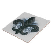 "銀または海軍"鉄の(紋章の)フラ・ダ・リ大きいTILE/TRIVET タイル (側面)