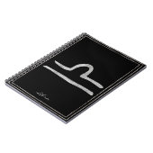 銀を打ち付けた星占いシンボルの天秤座 ノートブック (左側)