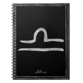 銀を打ち付けた星占いシンボルの天秤座 ノートブック (正面)