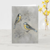 銀を着せられた飼鳥園|の鳥のカップル カード (黄色い花)