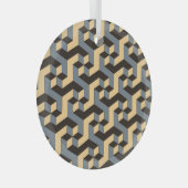 銀アイボリー幾何複合タイル ガラスオーナメント (正面右)