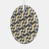 銀アイボリー幾何複合タイル ガラスオーナメント (正面左)