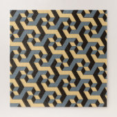 銀アイボリー幾何複合タイル ジグソーパズル (横)