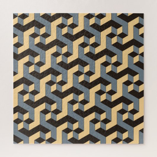 銀アイボリー幾何複合タイル ジグソーパズル (縦)