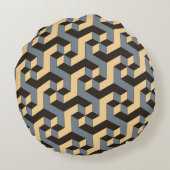 銀アイボリー幾何複合タイル ラウンドクッション (裏面)