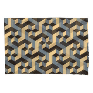 銀アイボリー幾何複合タイル 枕カバー