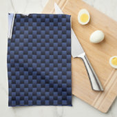 銀アリー〔占星術の〕十二宮図サインネイビーカーボンファイバースタイル キッチンタオル (四つ折り)