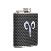 銀アリー〔占星術の〕十二宮図サインブラックカーボン繊維プリント フラスク (右)