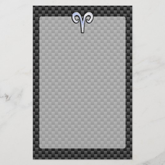 銀アリー〔占星術の〕十二宮図サインブラックカーボン繊維プリント 便箋 (正面)