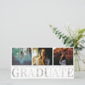 銀アールデコパターン卒業写真 案内状 (スタンド正面)