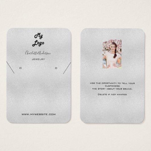 銀イヤリングジュエリー写真表示カード (正面&裏面)