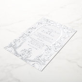 銀エレガントとフォーマル結婚式招待状 箔招待状 (回転した状態)