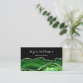 銀エレガントと暗緑色の瑪瑙 名刺 (スタンド正面)