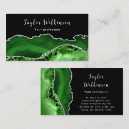 銀エレガントと暗緑色の瑪瑙 名刺